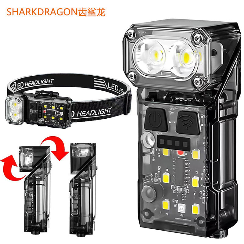 Cross-border new keychain light Type-C charging lamp head Rotatable induction headlight Multi-function LED flashlight