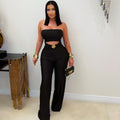 C7535 cross-border   fashion women's summer new slim-fit stretch casual jumpsuit