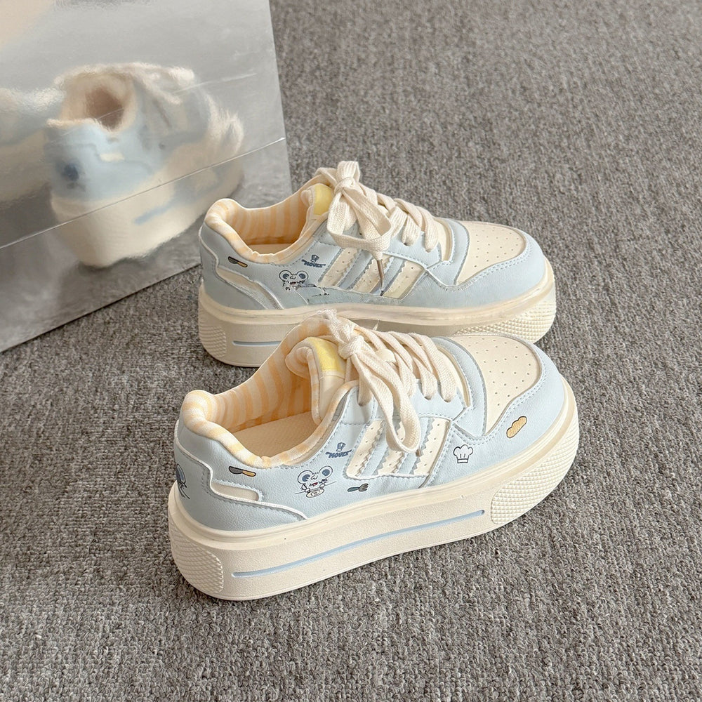 Thick solewhite shoes women's 2026springnew arrival women's shoes easiest for match student casual sneakers petites heightened bread shoes