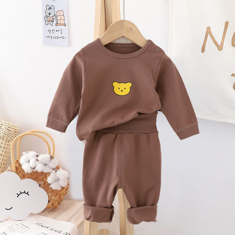 new korean style ins-style spring/autumn baby thermal underwear set - belly protection, loungewear, and sleepwear