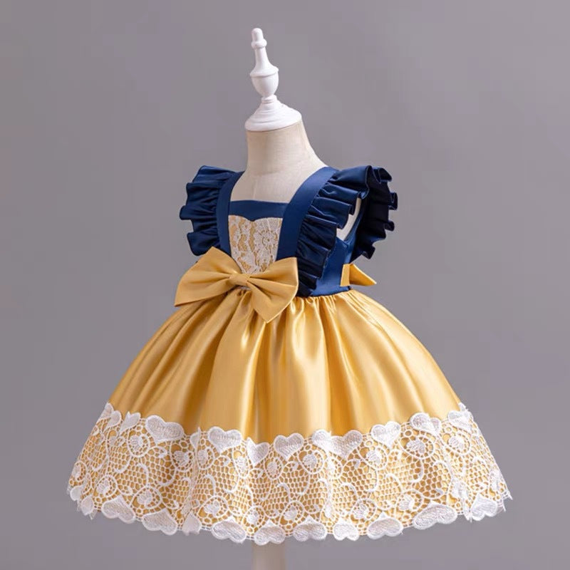 New girls' floral dress - stylish princess style, perfect for first birthday parties and special occasions