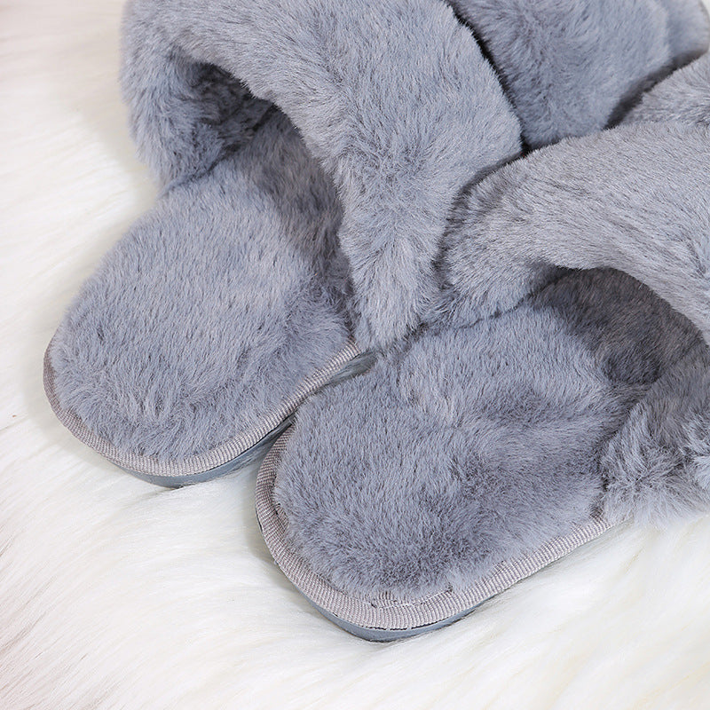 2024 new plus size indoor/outdoor flat pearl rhinestone butterfly cotton slippers - women's new fuzzy slippers