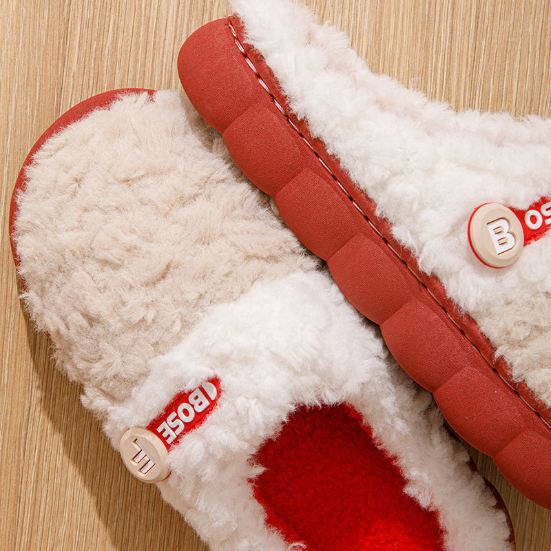 2024 winter new fuzzy slippers - indoor, non-slip, warm, trendy couple's cotton slippers for women - wholesale