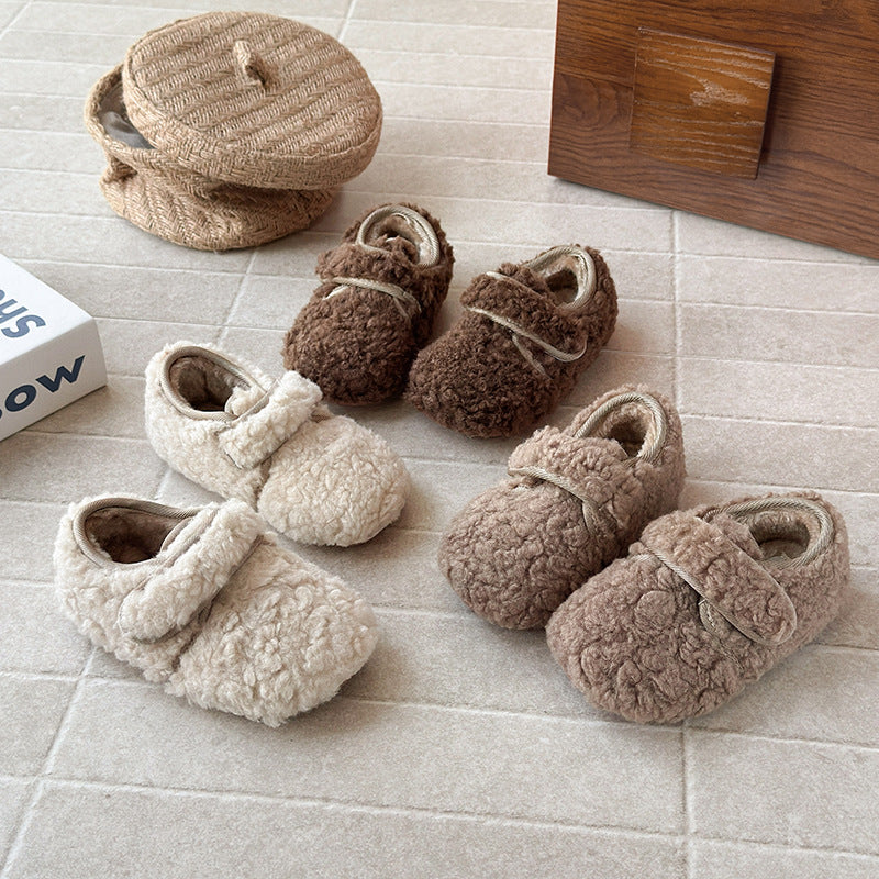 Children's plush shoes, autumn and winter 2025 new Korean version of girls' warm cotton shoes, boys' soft-soled Doudou shoes