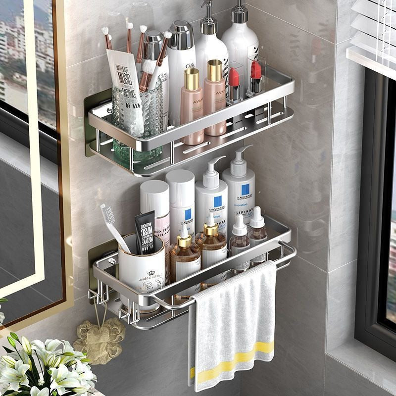 No-drill bathroom shelf - wall mounted organizer for toilet, washroom, and vanity