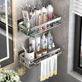 No-drill bathroom shelf - wall mounted organizer for toilet, washroom, and vanity