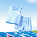 Boys' summer outfit : new polo shirt & breathable sports set - sleeveless two-piece kids' clothing - cross-border wholesale