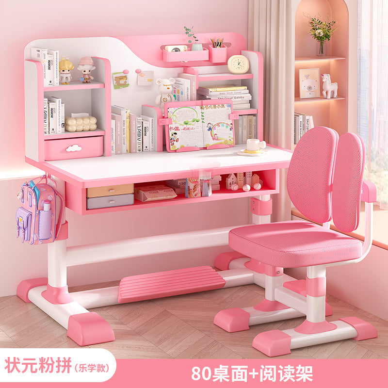 Children's study table Household primary school students Writing homework desk Simple children's desks and chairs Lifting table set