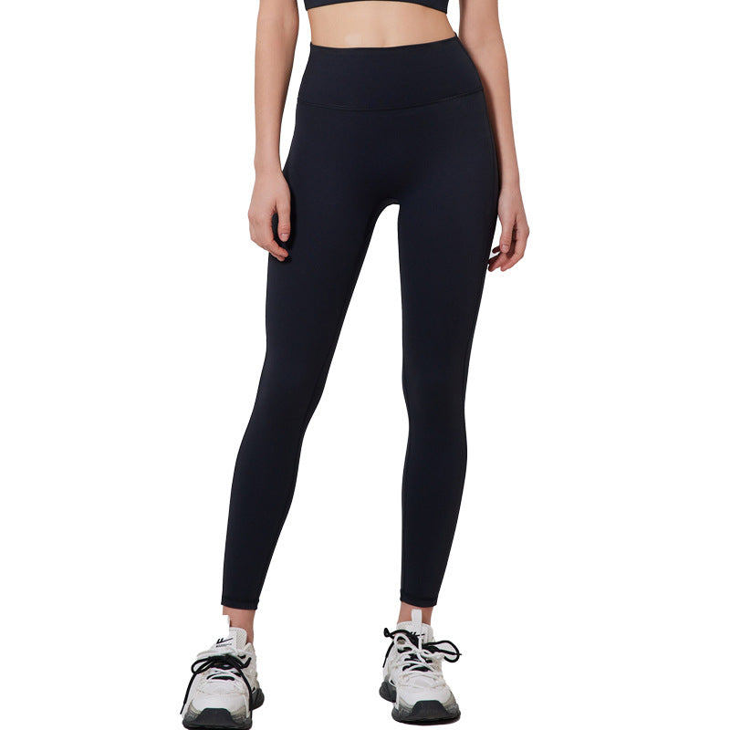 Fashion nude high waist yoga pants women's no embarrassment line breathable sports tights v line hip lifting fitness pants