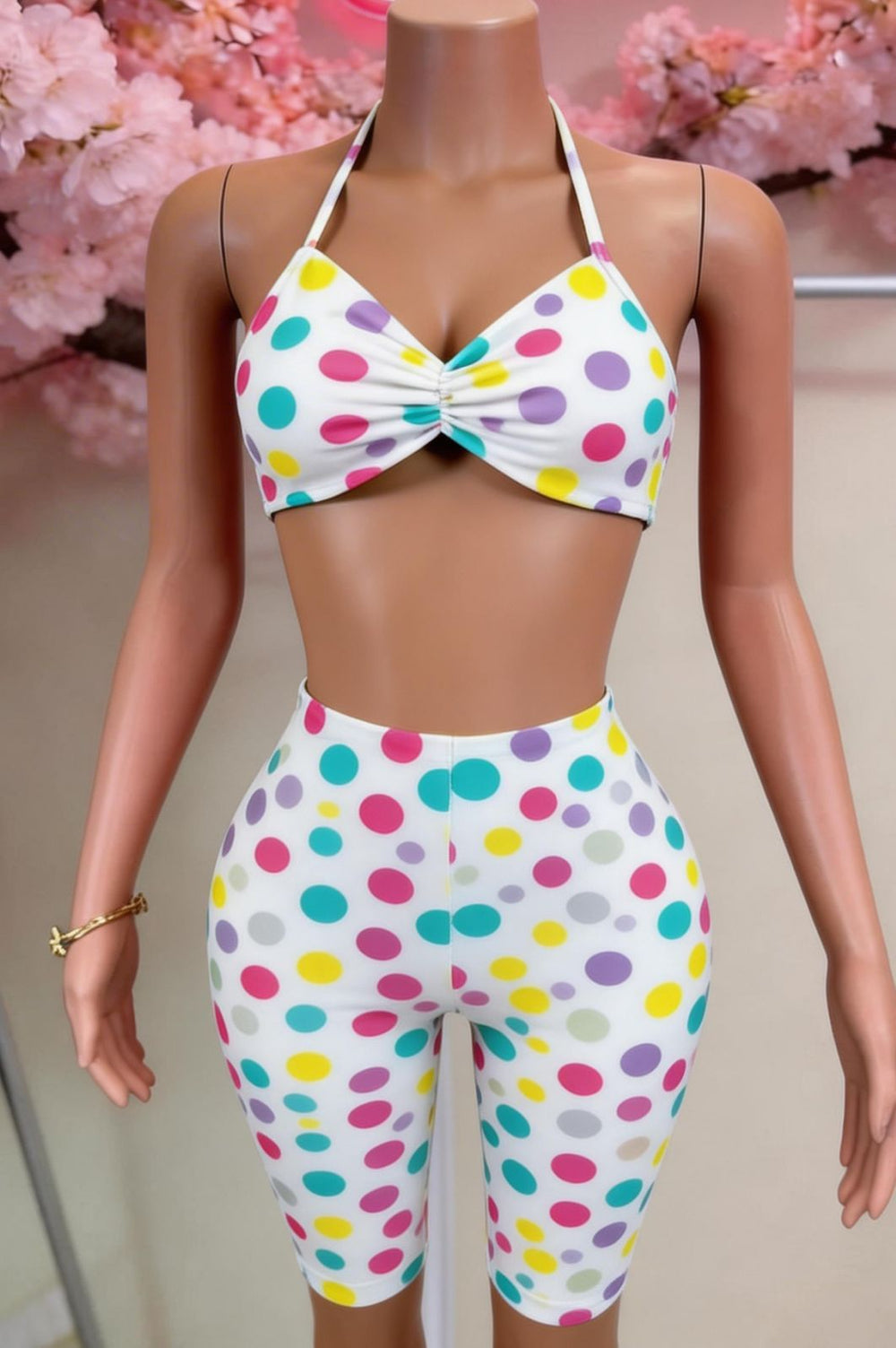 Fashion cross-border new arrival women's fashion spot printing sexy suspender tops waist-length hip-lifting 7-point pants suit for women
