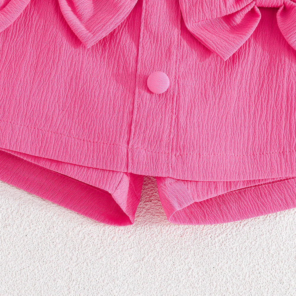 european and american cross-border ins hot-selling fashion flutter sleeve top with bow + bowknot skirt set