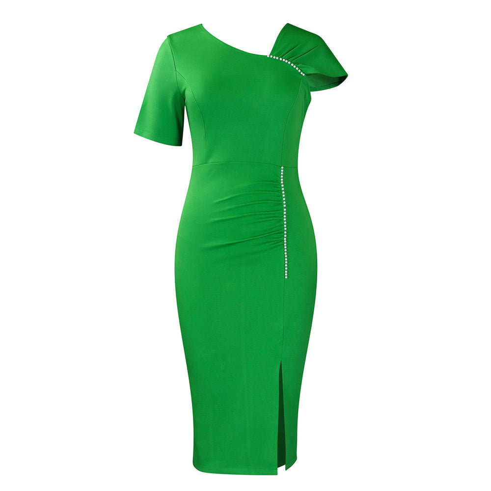 D564 european and american  foreign trade new arrivalelegant hip-covering beaded high waist ol pencil skirt african dress