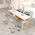 New arrivalpopular nail art table and chair suit single double light luxury vacuum cleaner makeup nail art shop manicure table imitation marble
