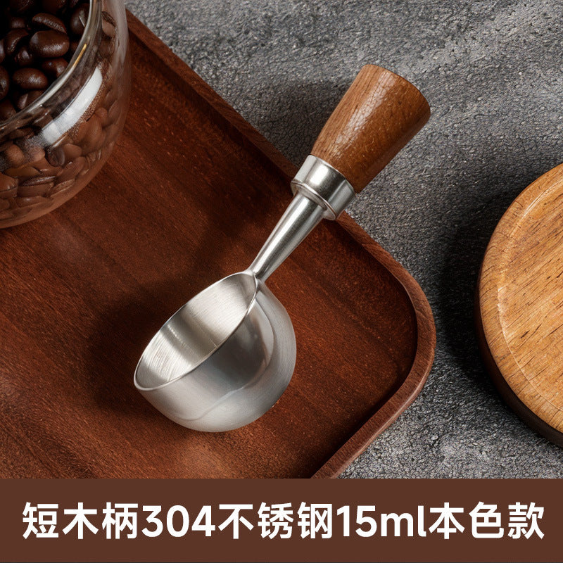 Walnut handle coffee spoon coffee bean measuring spoon 304 stainless steel coffee bean dosing spoon seasoning measuring spoon