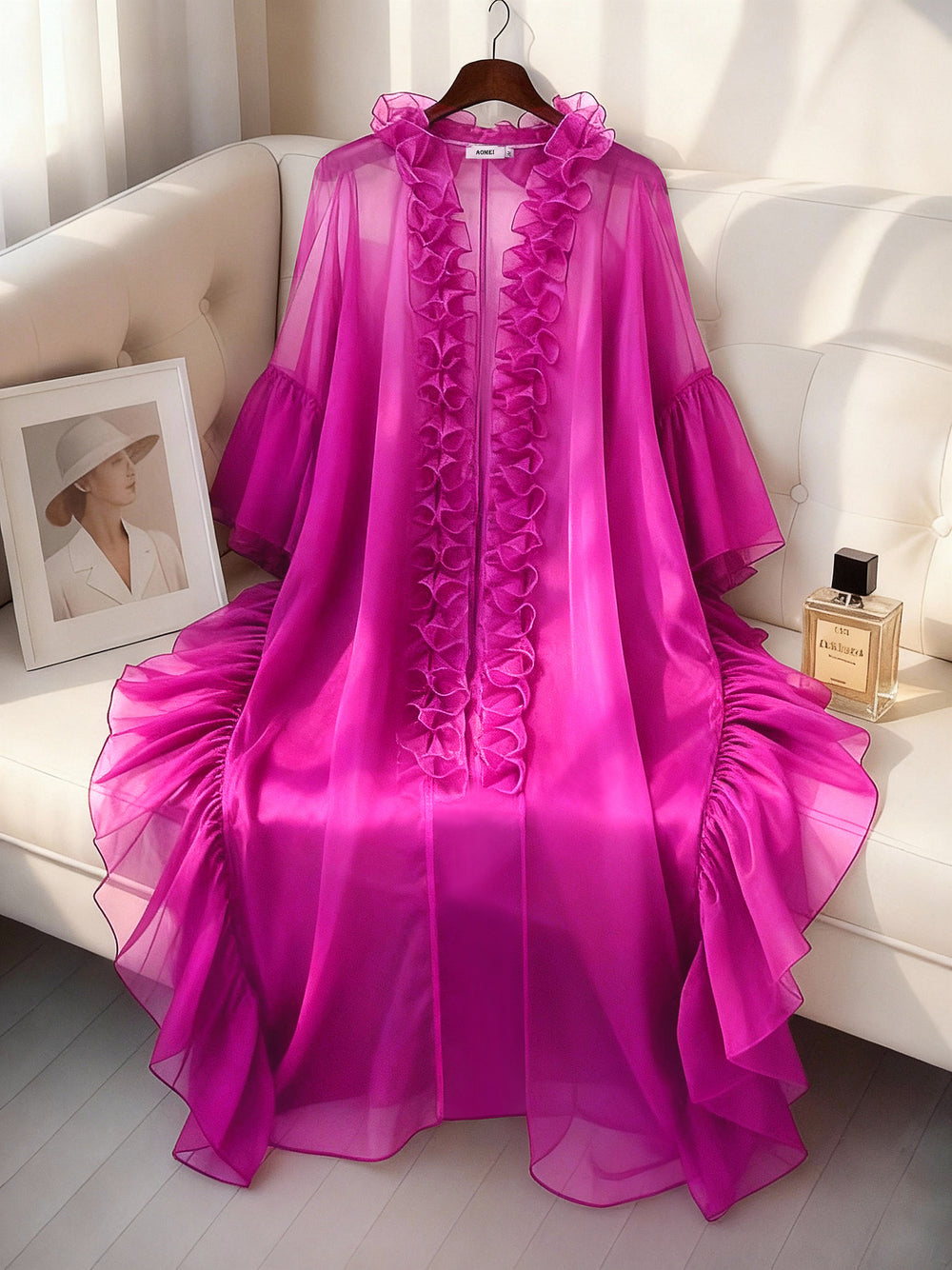 African plus size loose pleated lace ruffle sleeve top and wide leg pants set - party wedding robe two-piece outfit