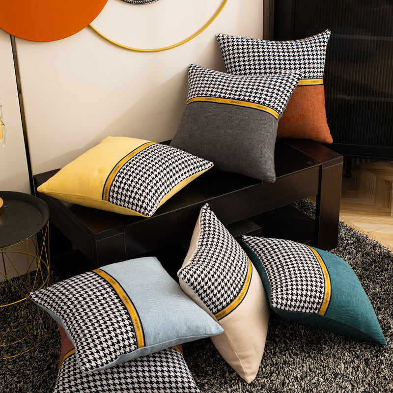 Waffle grids pillow, chidori gridspatchwork pillowcase, modern casual bay window, living room sofa cushion, one piece dropshipping