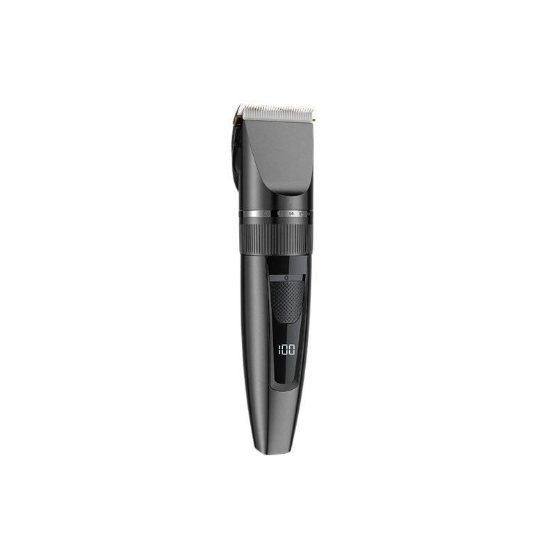 Five-speed adjustable for home electric hair clippers fast charging digital display engraving oil head push white hair cutting electric clippers cross-border