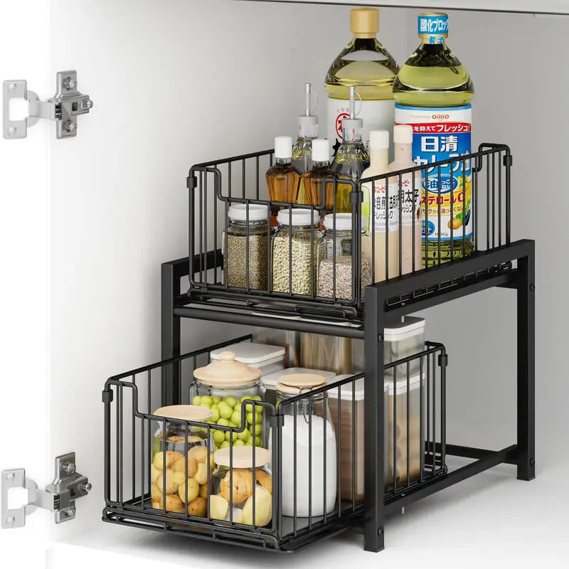 Spot Cross-border Kitchen Storage Shelf Under Sink Storage Pull-out Basket Multifunctional Kitchen Seasoning Rack Storage Rack