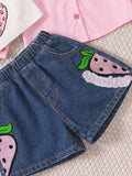Kids clothing cross-border exclusive i lapel plaid shirt camisole jeans three-piece children's clothing