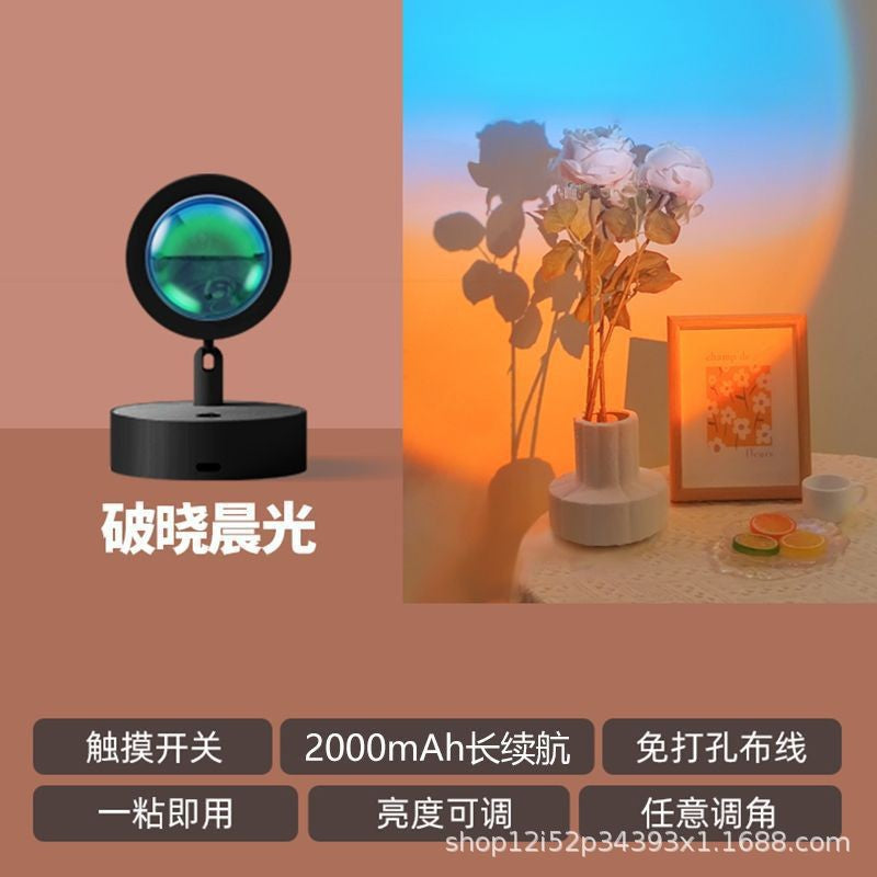 Popular wireless remote control charging sunset lamp sunset lamp wall lamp wiring-free atmosphere background wall decorative painting lamp