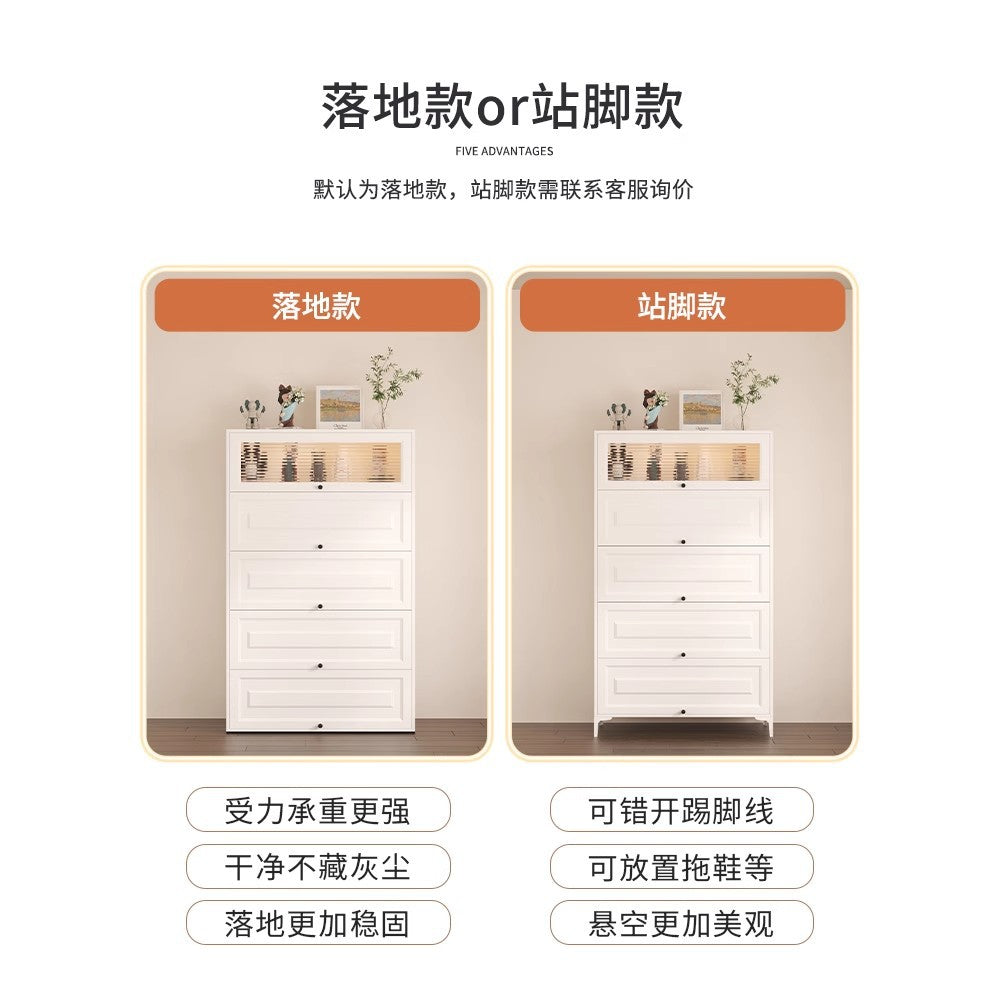 Steel five-bucket flap door cabinet, entrance integrated locker, dust-proof floor-to-ceiling storage cabinet, cream wind bookcase display cabinet