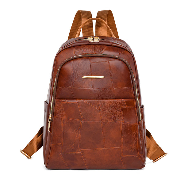 PU soft leather schoolbag female Japanese college students leisure travel backpack male fashion large capacity leisure computer backpack