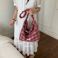 Korean style retro plaid bag - women's large capacity versatile commuter crossbody bag - minimalist chic underarm bag/shoulder bag