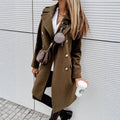 e-commerce european and american women's clothing   spring double-breasted mid-length woolen casual coat