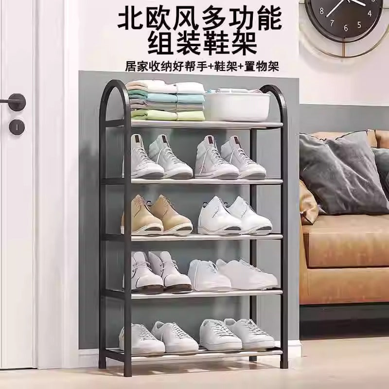 Stainless steel shoe rack reinforced thickened simple shoe rack dormitory shoe rack multi-layer for home bathroom door storage shoe rack