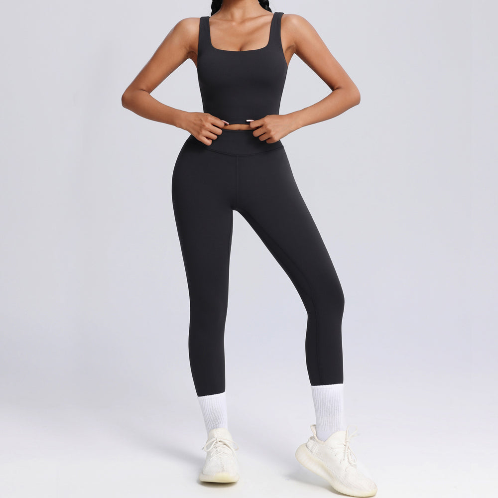 Lycra classy yoga suit set lulu same style buttery tight sportswear high elastic breathable fitness suit set