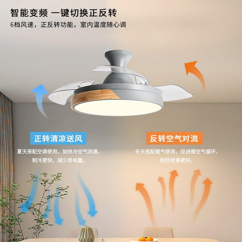 Macaron fan light full spectrum restaurant ceiling fan light Nordic log wind bedroom soft wind electric fan light Zhongshan lighting