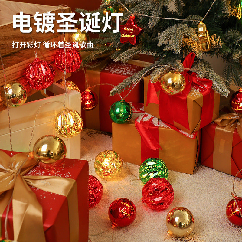 LED Christmas Printing Colored Ball Lights String Stars Festive Decoration Window Decoration Festive Decoration Flashing Lights