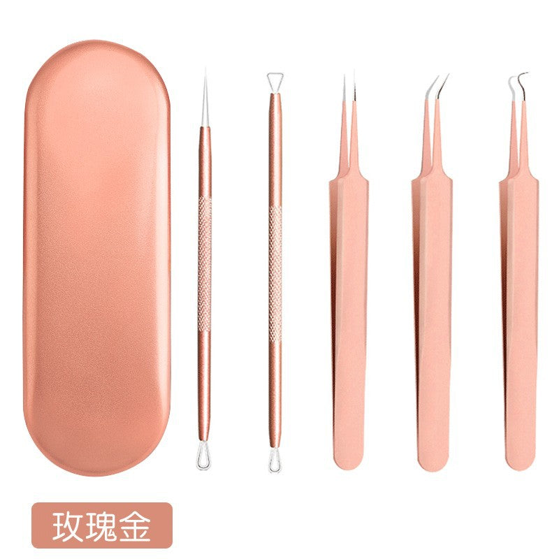 Acne needle stainless steel cell clip suit acne picking acne blackhead needle acne clip 3-piece tool wholesale