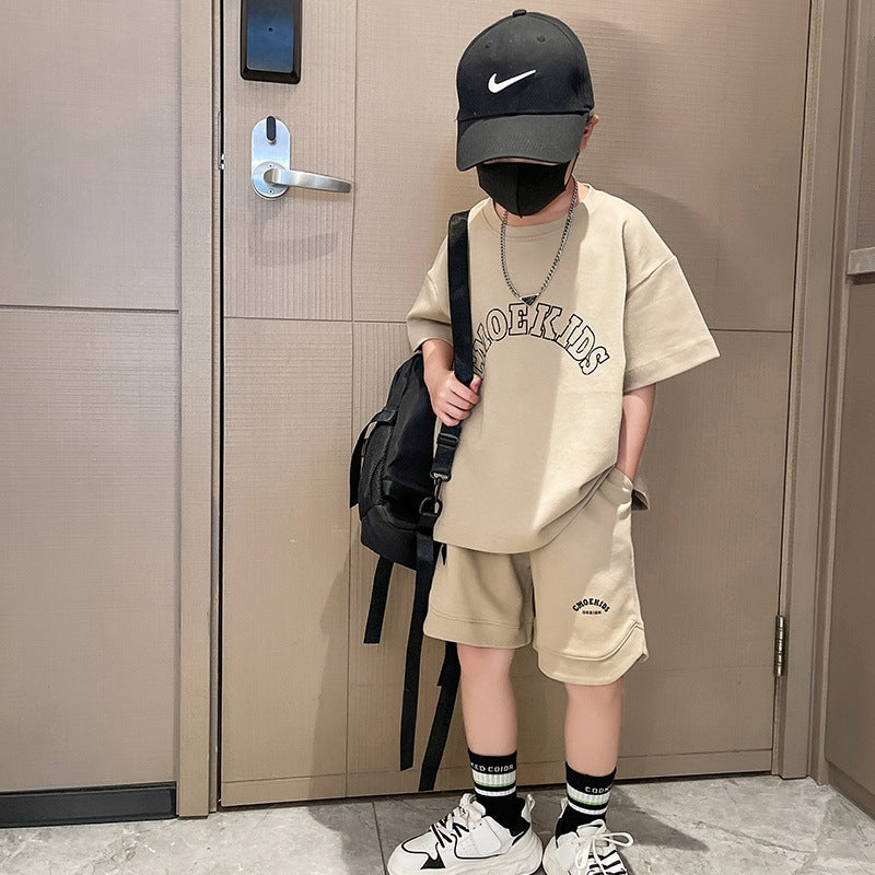 Boys' summer short-sleeve outfit: new  styles for mid-to-large children - cool, stylish, and trendy summer sportswear for boys