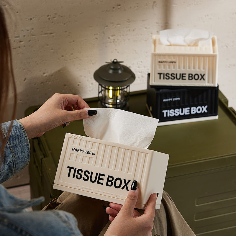 Industrial style desktop storage box set, pen holder, trash can, tissue box, household creative simple makeup brush storage bucket.