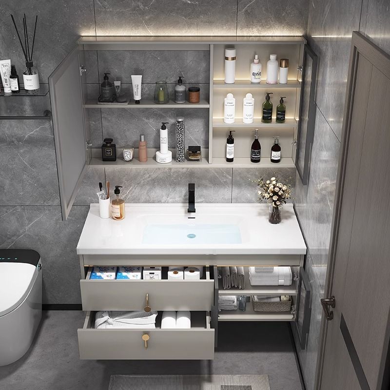 陶瓷一体盆浴室柜组合现代轻奢小户型洗手池洗脸盆卫生间洗漱台柜