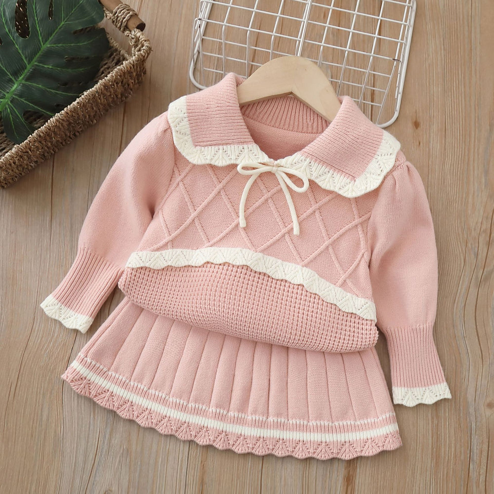 Dropshipping  autumn new girls' sweater two-piece set - sweet & chic chanel-inspired outfit