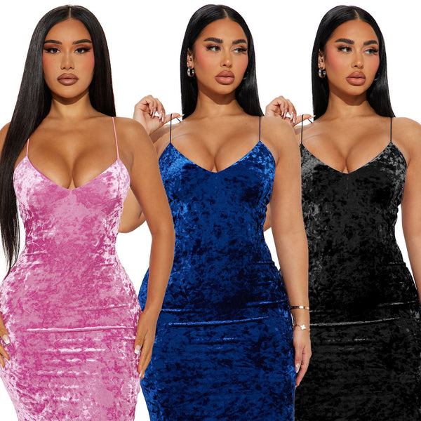 YD8790-A6 European and American women's clothing, 's new models, sexy fashion suspender tube top dress,