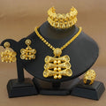 Middle eastern exaggerated four-piece tie set with african-inspired earrings, rings, bracelets, and necklaces for bridal weddings