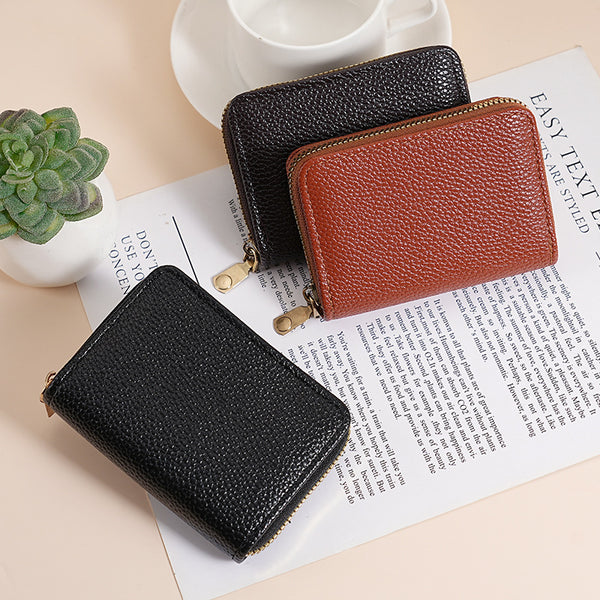 Cross-border organ card bag pu solid color high-end men's and women's change bag multi-card position large capacity certificate driver's license small card holder