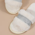 Export one-word fur slippers for girls 2024new arrivalfall and winterfashionflats slippers outwear open toe plus size cotton slippers trendy
