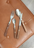 Factory direct sales scandinavianins style 304 stainless steel huanghuali wooden handle knife, fork, spoon, tea spoon, western food tableware suit