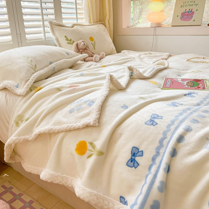Winter flannel blanket thickened warm coral fleece blanket milk fleece nap blanket office blanket wholesale