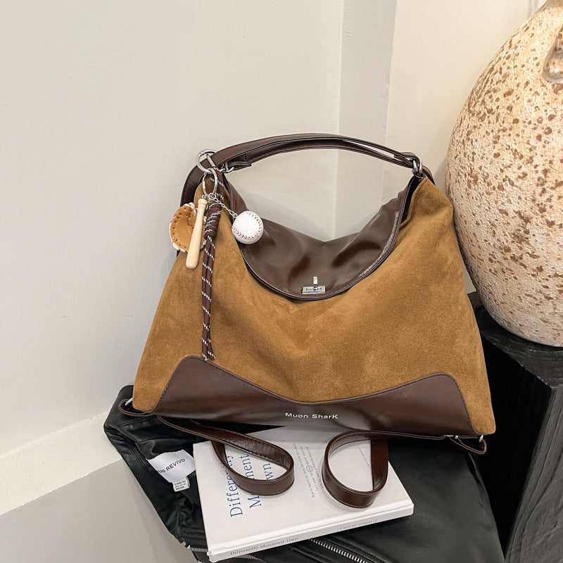 Retro pu large-capacity bag women's autumn and winter 2025 new tote bag multi-functional shoulder and shoulder dual-purpose bag