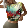 European and american style  new short fashion printed sleeveless cropped knit tank top for women