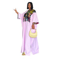 European and american cross-border women's clothing:  summer new arrival - elegant v-neck, loose fit, plus size, patchwork slit striped dress for women