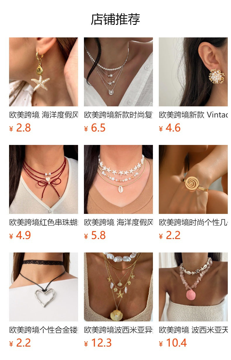 Star and moon necklace wholesale fashion cross-border o-shaped chain jewelry women's ins style niche style design high-end fall and wintersweater chain