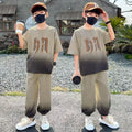 Boys' summer short-sleeve and pants set,  new style, mid-to-large children's activewear, kids' summer lightweight two-piece outfit