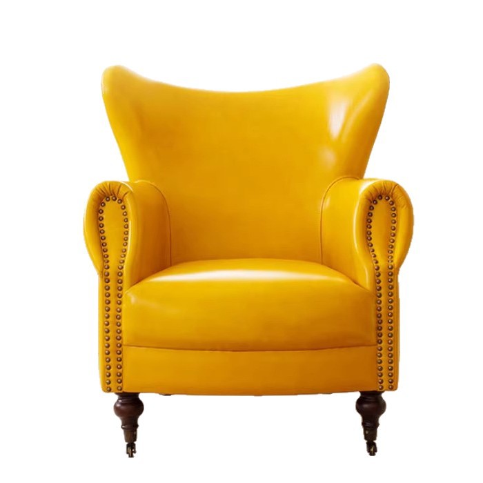 Accessible luxury living room study balcony high back chair hotel cafe single chair sofa tiger chair high backrest plaid