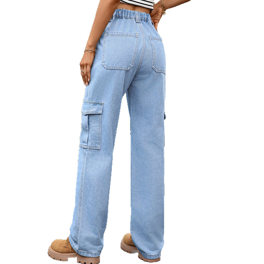 European and american cross-border e-commerce workwear jeans for women, new autumn/winter styles, hot-selling on  and , multi-pocket denim wide leg pants
